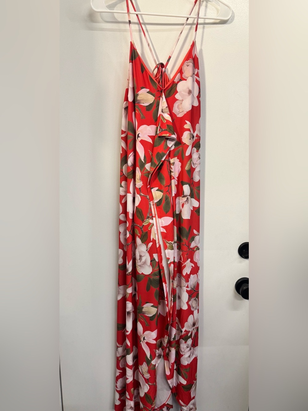 Express Floral Tie Back Asymmetrical Hem Maxi Size L Flowy Summer Beach Dress